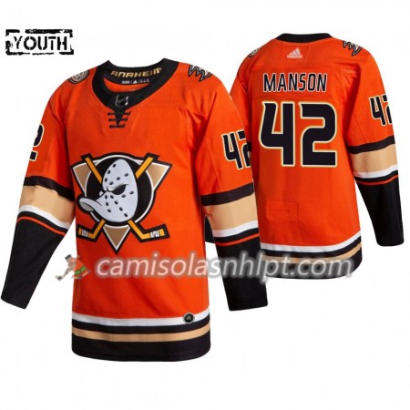 Camisola Anaheim Ducks Josh Manson 42 Adidas 2019-2020 Laranja Authentic - Criança